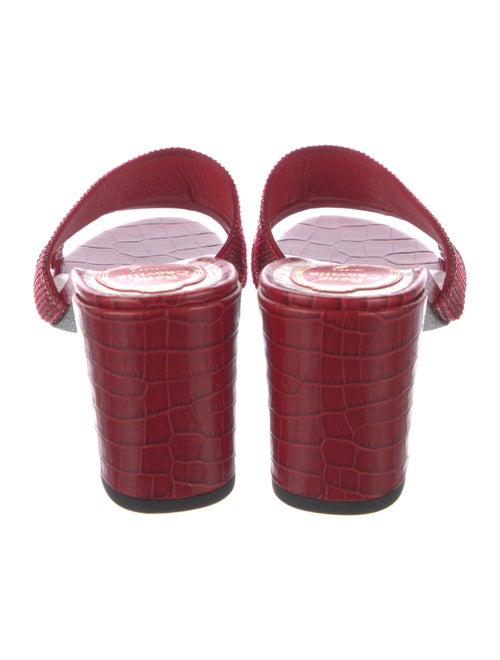 René Caovilla Leather Crystal Embellishments Slides