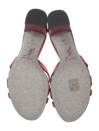 René Caovilla Leather Crystal Embellishments Slides