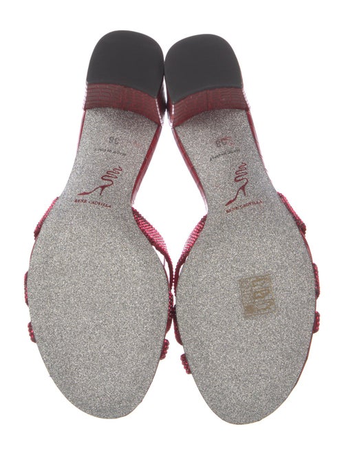 René Caovilla Leather Crystal Embellishments Slides