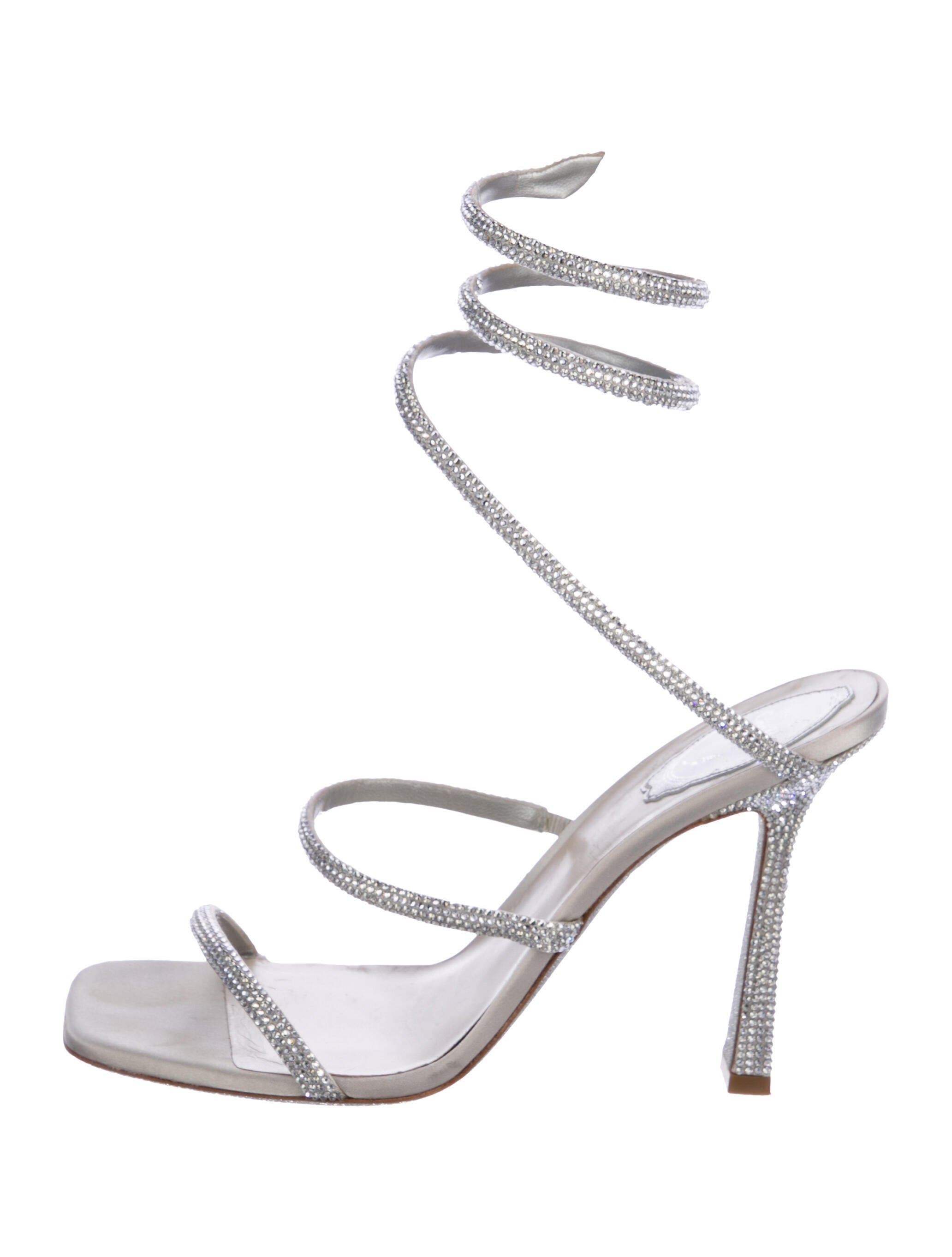 René Caovilla Satin Crystal Embellishments Gladiator Sandals