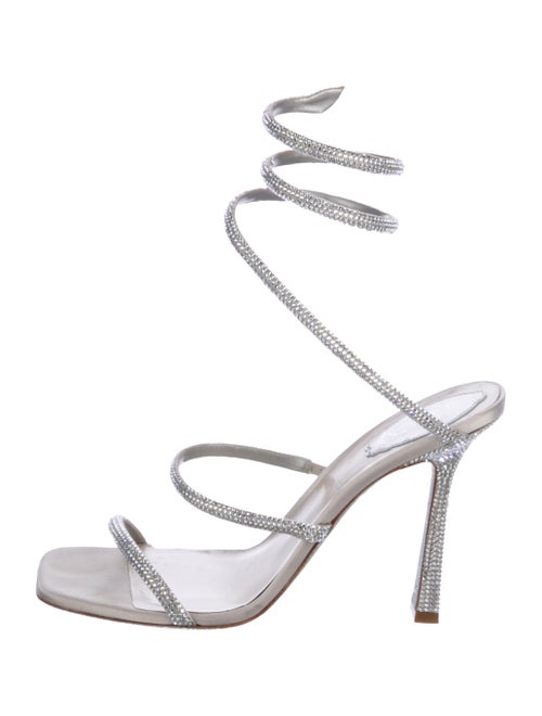 René Caovilla Satin Crystal Embellishments Gladiator Sandals