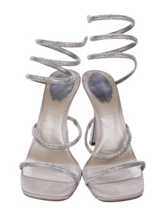 René Caovilla Satin Crystal Embellishments Gladiator Sandals
