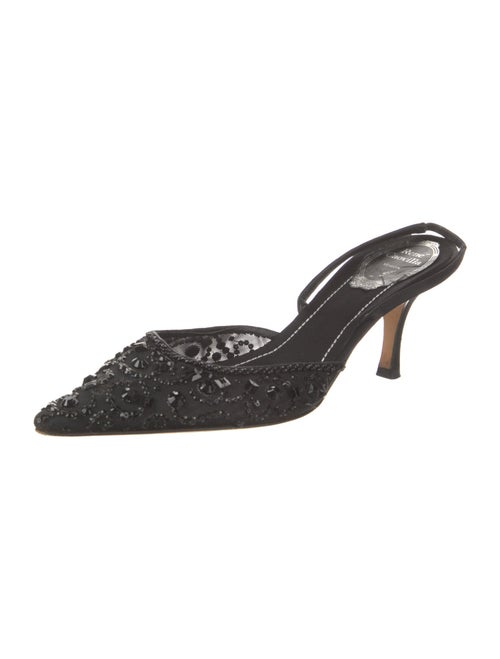 René Caovilla Mesh Beaded Accents Mules