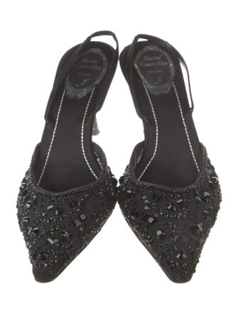 René Caovilla Mesh Beaded Accents Mules