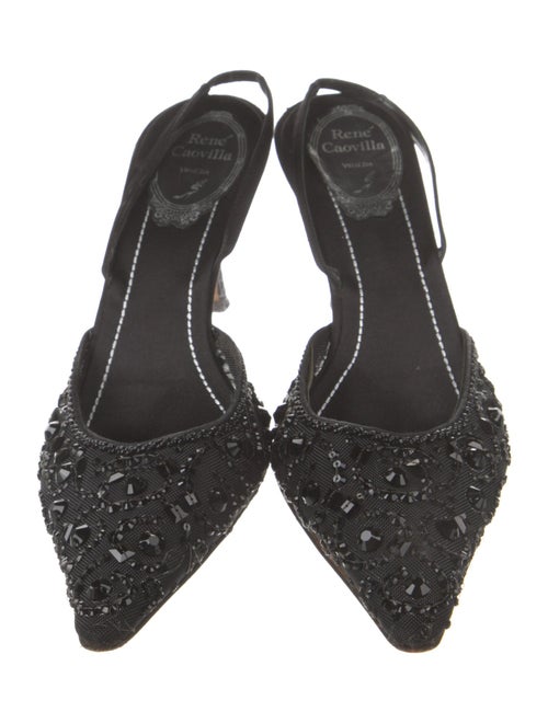 René Caovilla Mesh Beaded Accents Mules