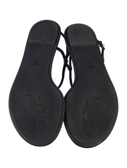 René Caovilla Leather Crystal Embellishments T-Strap Sandals