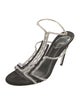 René Caovilla Satin Glitter Accents T-Strap Sandals