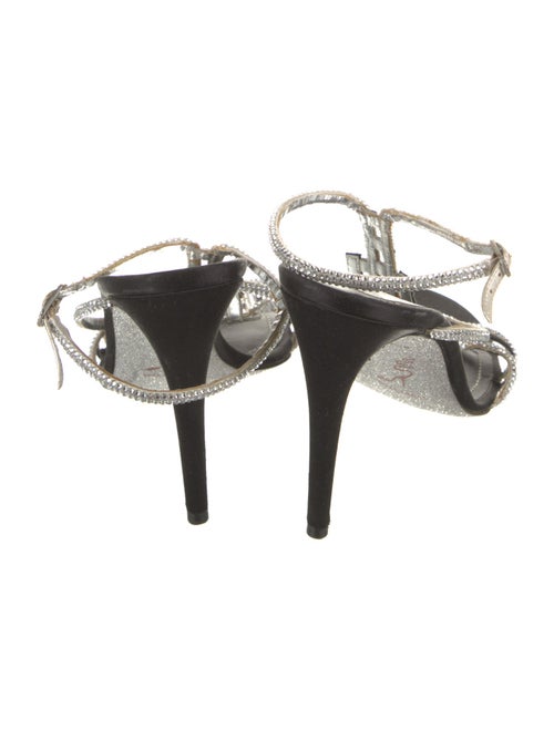 René Caovilla Satin Glitter Accents T-Strap Sandals