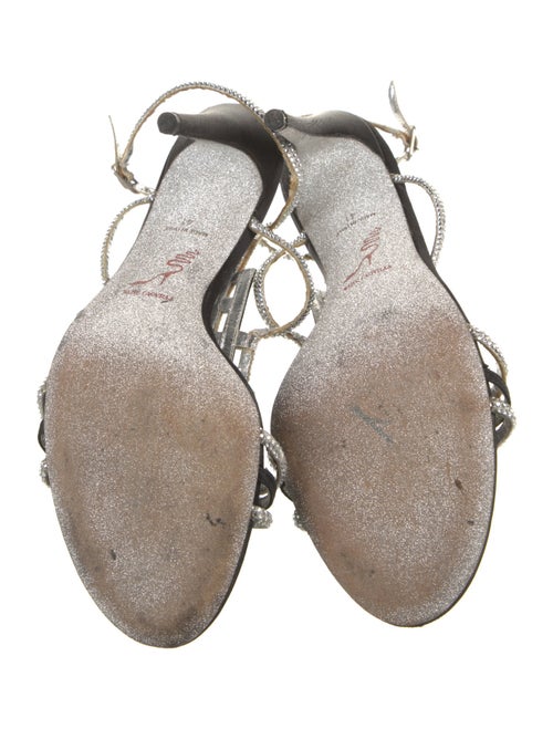 René Caovilla Satin Glitter Accents T-Strap Sandals