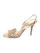 René Caovilla Leather Crystal Embellishments Slingback Sandals