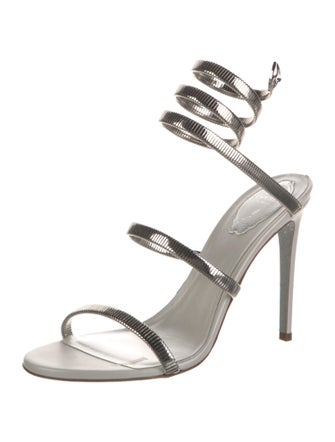 René Caovilla Metal Glitter Accents Sandals