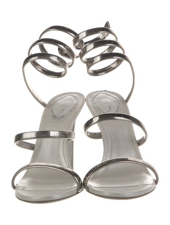 René Caovilla Metal Glitter Accents Sandals