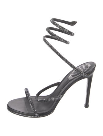 René Caovilla Leather Crystal Embellishments Gladiator Sandals