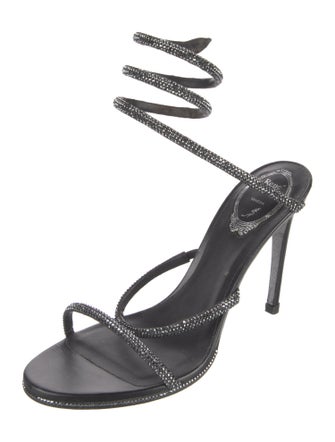 René Caovilla Leather Crystal Embellishments Gladiator Sandals