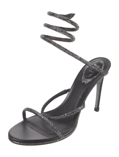 René Caovilla Leather Crystal Embellishments Gladiator Sandals