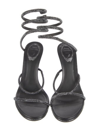 René Caovilla Leather Crystal Embellishments Gladiator Sandals