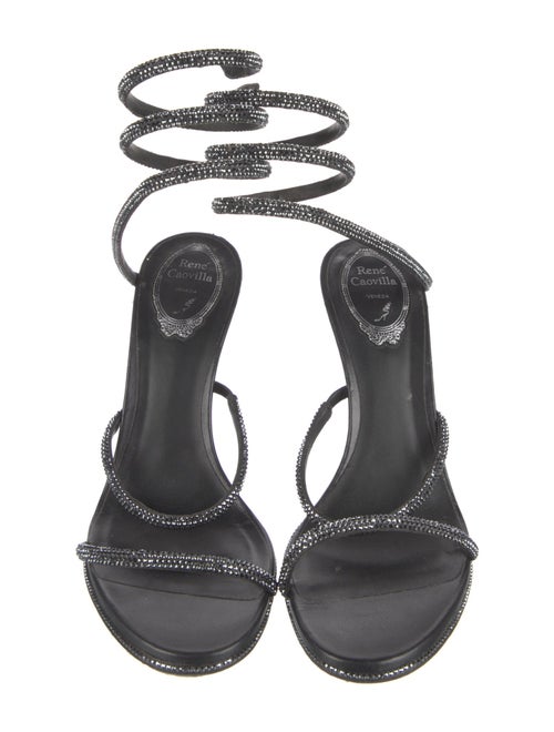 René Caovilla Leather Crystal Embellishments Gladiator Sandals