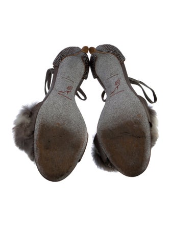 René Caovilla Leather Crystal Embellishments Sandals