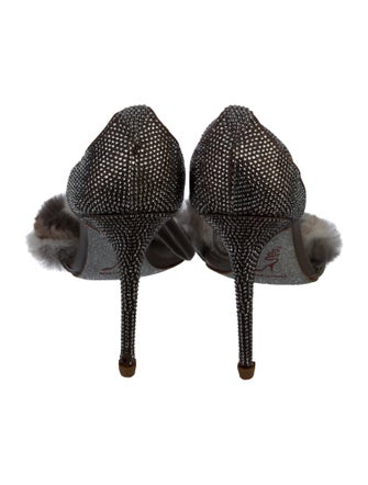 René Caovilla Leather Crystal Embellishments Sandals