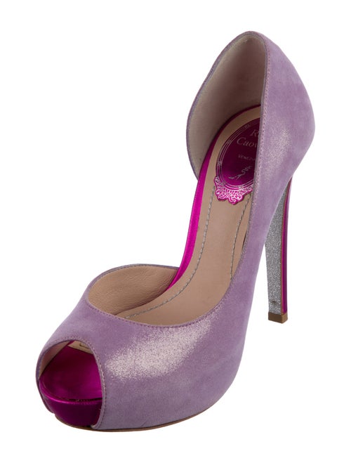 René Caovilla Suede D'Orsay Pumps