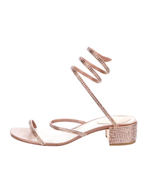 René Caovilla Leather Crystal Embellishments Sandals