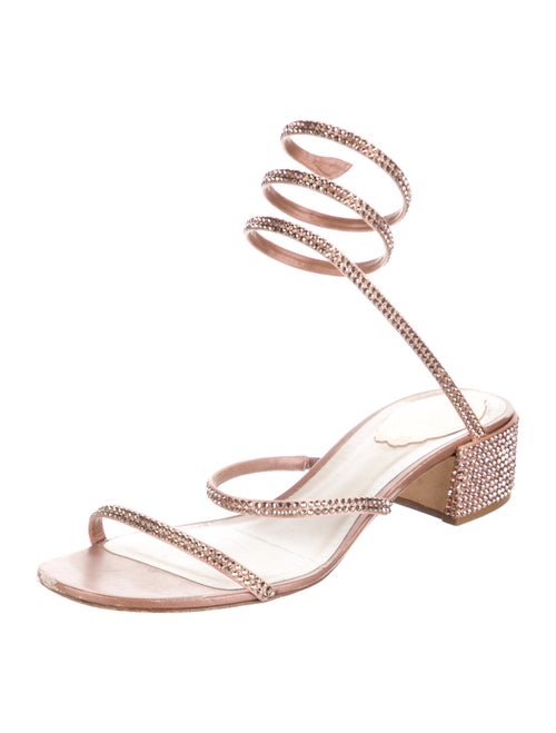 René Caovilla Leather Crystal Embellishments Sandals
