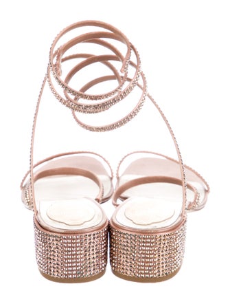 René Caovilla Leather Crystal Embellishments Sandals