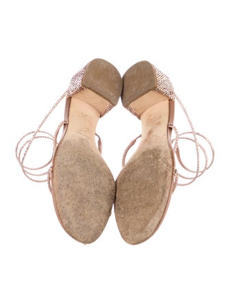 René Caovilla Leather Crystal Embellishments Sandals