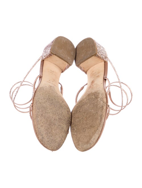 René Caovilla Leather Crystal Embellishments Sandals