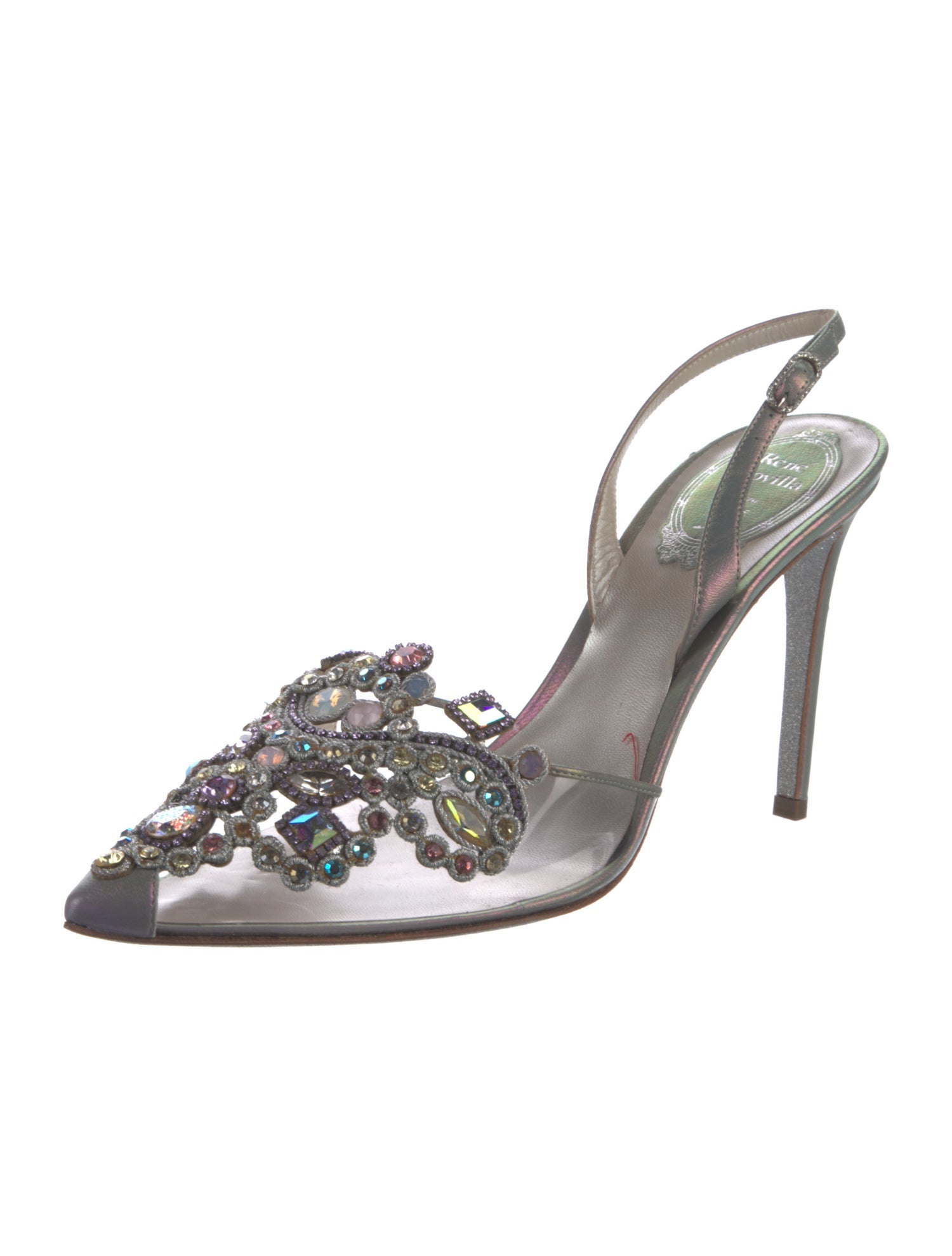 René Caovilla Mesh Slingback Pumps