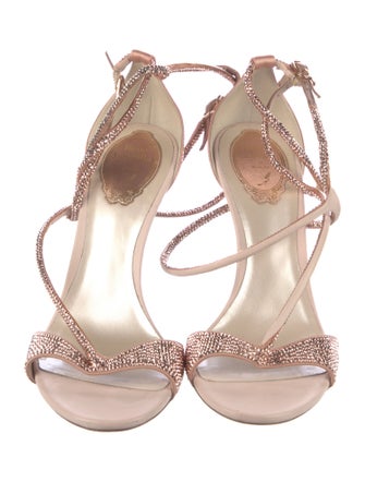 René Caovilla Crystal Embellishments T-Strap Sandals