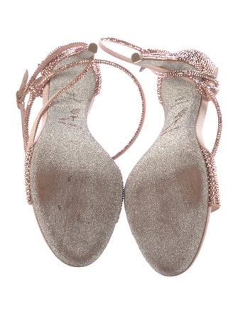 René Caovilla Crystal Embellishments T-Strap Sandals