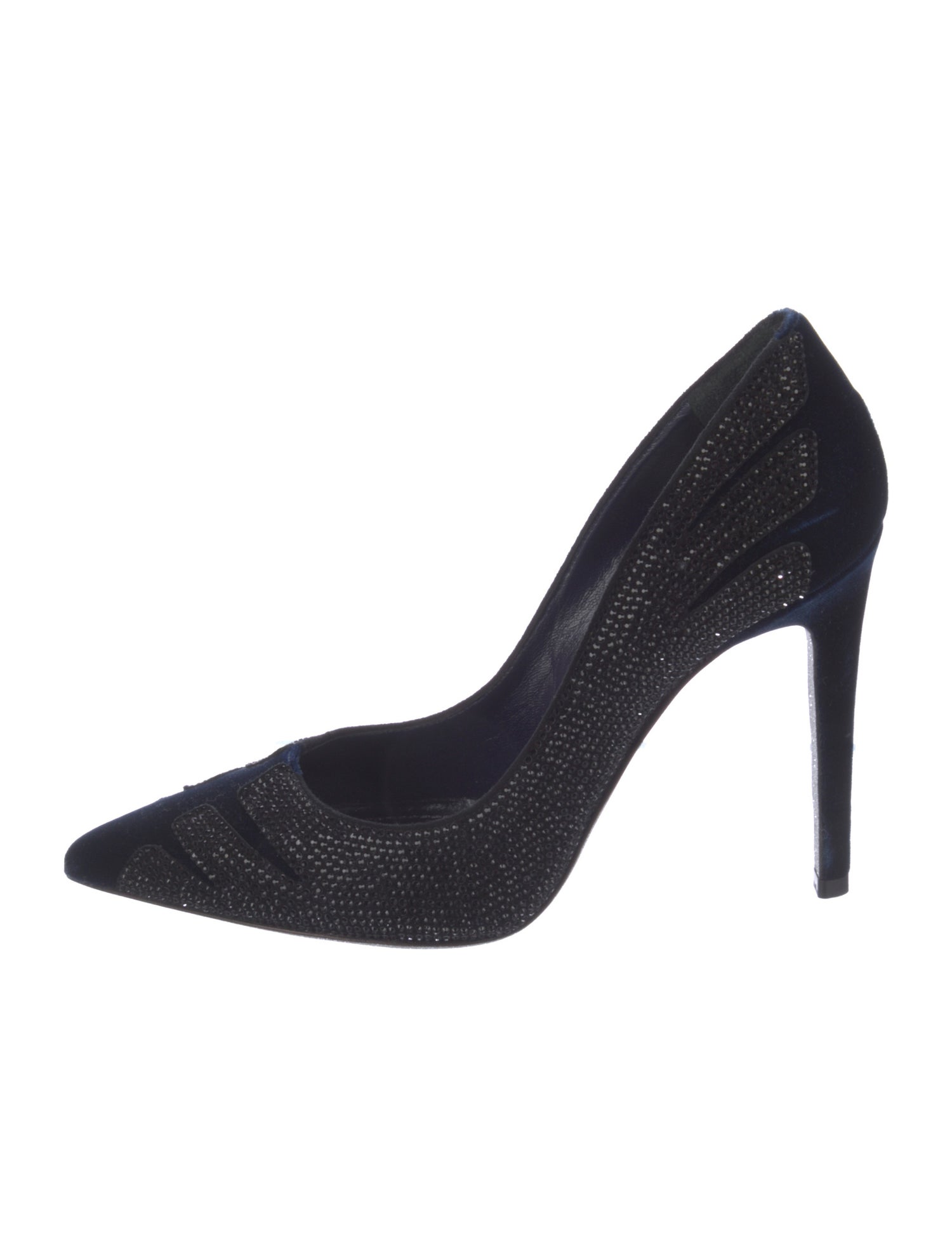 René Caovilla Velvet Glitter Accents Pumps
