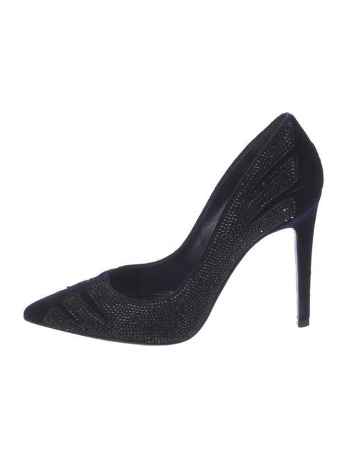 René Caovilla Velvet Glitter Accents Pumps