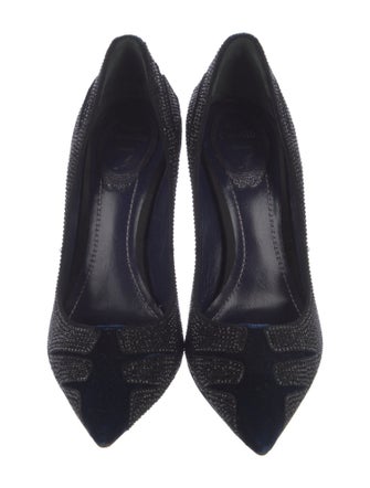 René Caovilla Velvet Glitter Accents Pumps