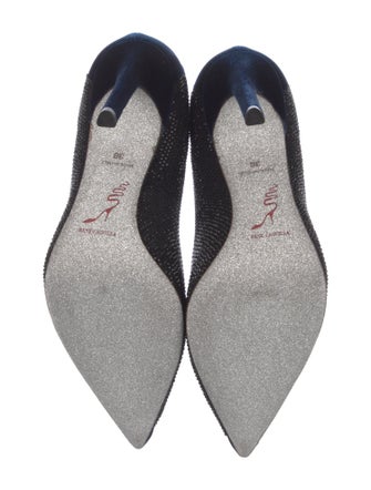 René Caovilla Velvet Glitter Accents Pumps