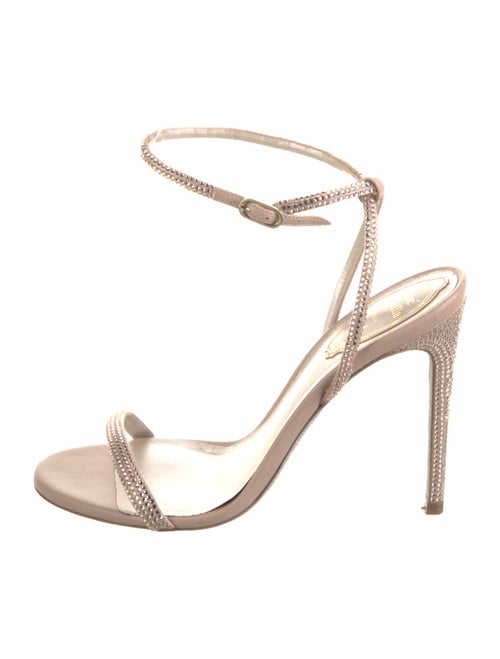 René Caovilla Leather Crystal Embellishments Sandals