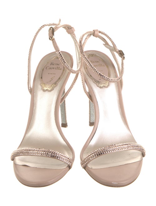 René Caovilla Leather Crystal Embellishments Sandals
