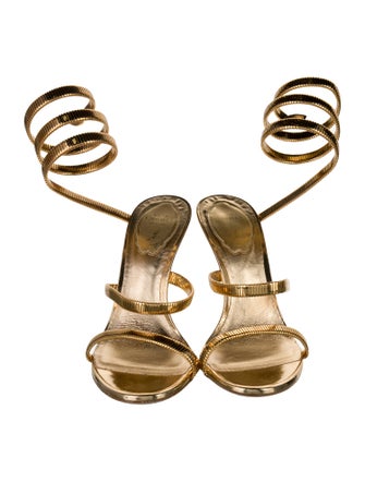 René Caovilla Metal Glitter Accents Gladiator Sandals