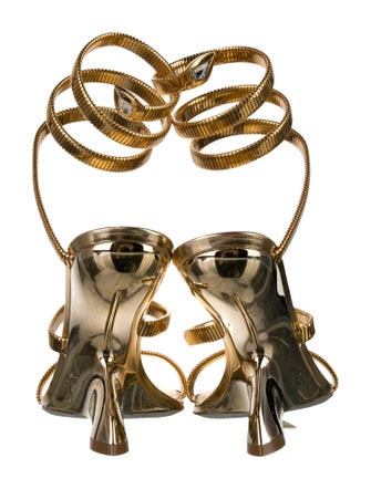 René Caovilla Metal Glitter Accents Gladiator Sandals