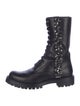 René Caovilla Leather Crystal Embellishments Combat Boots