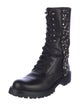 René Caovilla Leather Crystal Embellishments Combat Boots