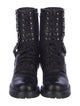 René Caovilla Leather Crystal Embellishments Combat Boots