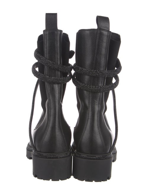 René Caovilla Leather Crystal Embellishments Combat Boots