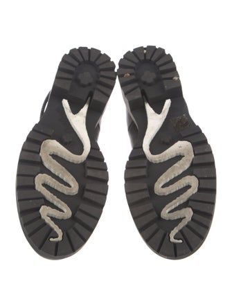 René Caovilla Leather Crystal Embellishments Combat Boots