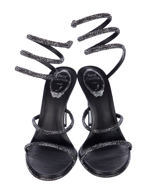 René Caovilla Leather Crystal Embellishments Slingback Pumps