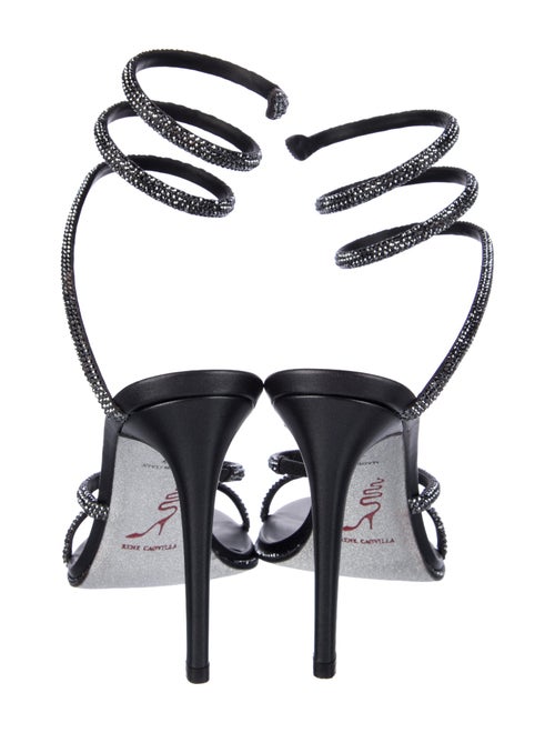 René Caovilla Leather Crystal Embellishments Slingback Pumps