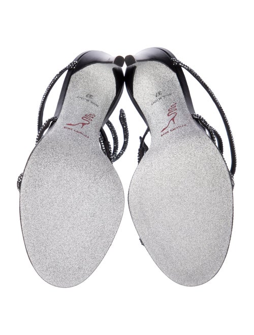 René Caovilla Leather Crystal Embellishments Slingback Pumps