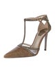 René Caovilla Snakeskin Animal Print T-Strap Pumps