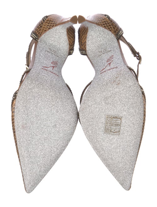 René Caovilla Snakeskin Animal Print T-Strap Pumps